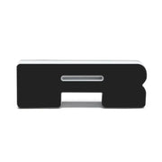 Black plastic door handle featured in ORACLE Lighting Universal Illuminated LED Letter Badges - Matte Black Surface Finish - R.