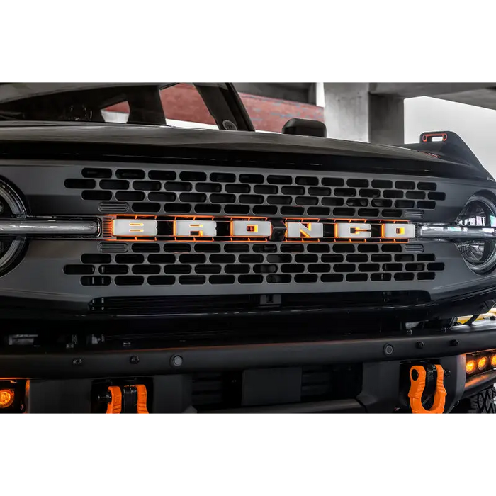 Black Jeep with Orange LED Letter Badges - Matte White Surface Finish