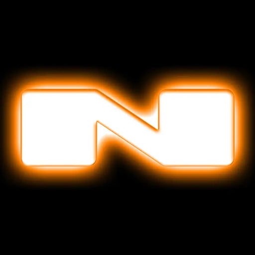 LED letter badge featuring illuminated orange letter N, matte white finish.
