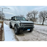 Oracle Lighting Matte White LED Letter Badges on White Ford Truck in Snow
