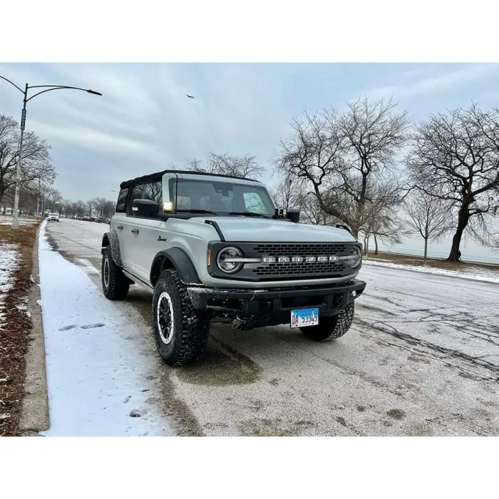 Oracle Lighting Matte White LED Letter Badges on White Ford Truck in Snow