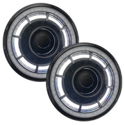 Pair of 2 inch RGB+W LEDs for car headlights with ColorSHIFT halo rings - Oracle Oculus 7in Bi-LED Projector Headlights for Jeep Wrangler