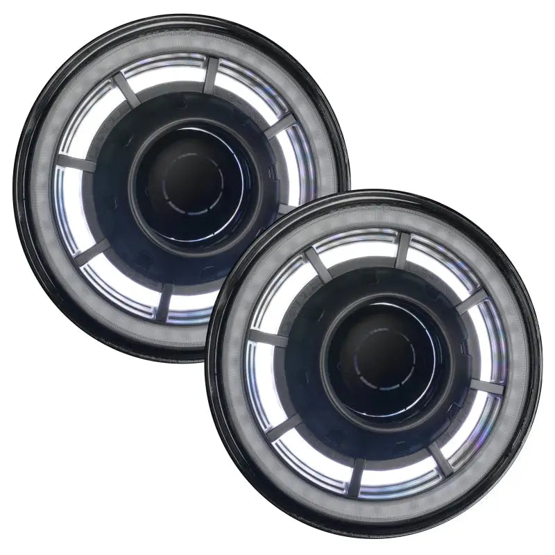 Pair of 2 inch RGB+W LEDs for car headlights with ColorSHIFT halo rings - Oracle Oculus 7in Bi-LED Projector Headlights for Jeep Wrangler