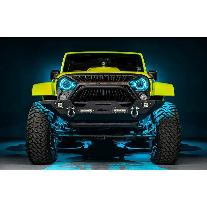 Yellow Jeep with ColorSHIFT Bi-LED Projector Headlights