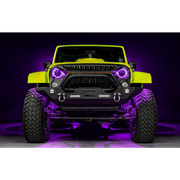 Oracle Oculus 7in ColorSHIFT Bi-LED Projector Headlights with purple halo ring LEDs for Jeep Wrangler JK.