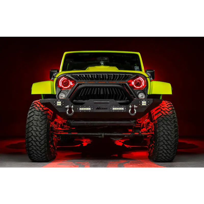 Yellow Jeep with Red LED and ColorSHIFT Halo Ring for Jeep Wrangler JK