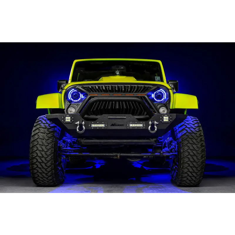 Oracle Oculus 7in ColorSHIFT Bi-LED Projector Headlights for Jeep Wrangler JK - Yellow Jeep with RGB+W Halo Ring and ColorSHIFT Controller