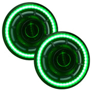 Pair of green RGB+W LEDs for Oracle Oculus 7in ColorSHIFT Bi-LED Projector Headlights for Jeep Wrangler JK.