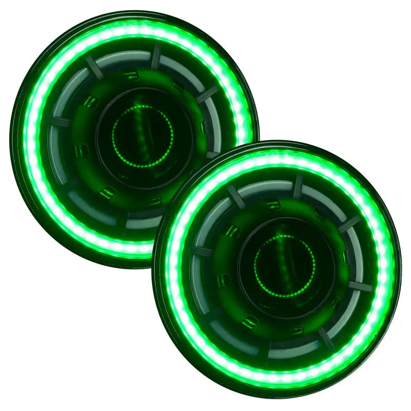 Pair of green RGB+W LEDs for Oracle Oculus 7in ColorSHIFT Bi-LED Projector Headlights for Jeep Wrangler JK.