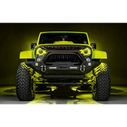 Oracle Oculus 7in ColorSHIFT Bi-LED Projector Headlights for Jeep Wrangler JK - Yellow Jeep Close-up