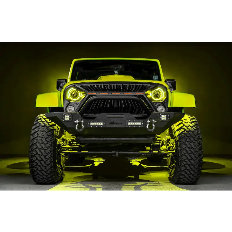 Oracle Oculus 7in ColorSHIFT Bi-LED Projector Headlights for Jeep Wrangler JK - Yellow Jeep Close-up