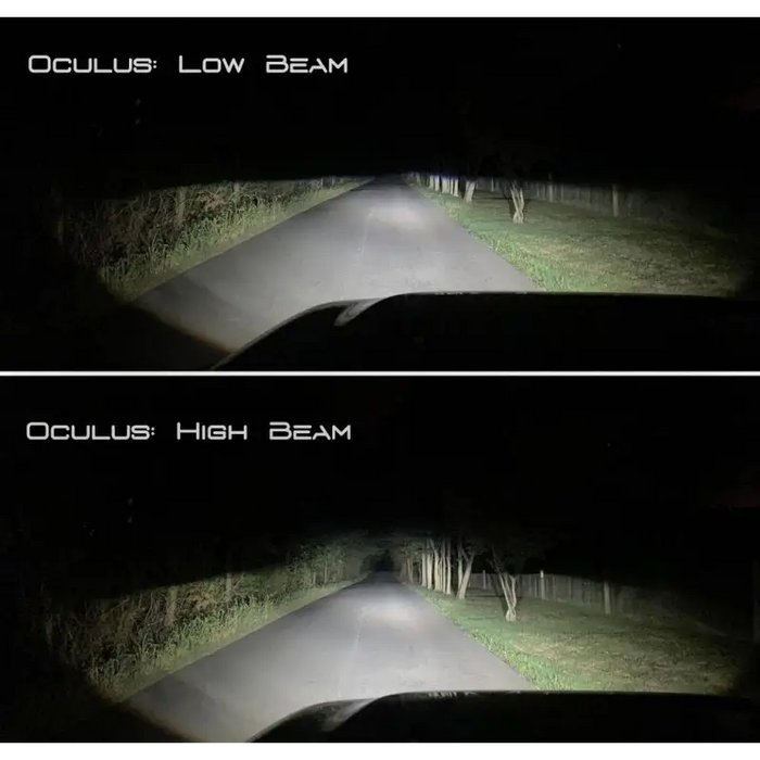 Oracle Oculus Bi-LED Projector Headlights illuminating road tunnel at night