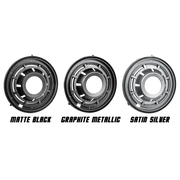 Black chrome front wheel hubs for Jeep with Oracle Oculus Bi-LED Projector Headlights - Graphite Metallic.