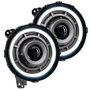 Pair of 2 inch LEDs for BMW displayed in Oracle Oculus Bi-LED Projector Headlights for Jeep JL/Gladiator JT - Graphite Metallic - 550