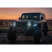 Oracle Oculus Bi-LED Projector Headlights for Jeep JL/Gladiator JT - Matte Black - 5500K side view with light on.