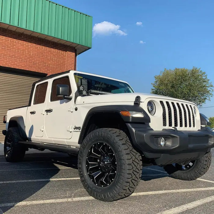 White Jeep with Black Wheels and Black Rim - Oracle Oculus Bi-LED Projector Headlights for Jeep JL/Gladiator JT