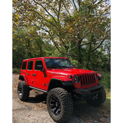 Red Jeep with black bumper and wheels - Oracle Oculus Bi-LED Projector Headlights for Jeep JL/Gladiator JT