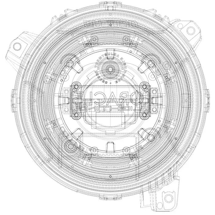 Circular diagram of a train engine on Oracle Oculus Bi-LED projector headlights for Jeep JL/Gladiator.