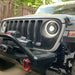 Oracle Oculus Bi-LED Projector Headlights for Jeep JL/Gladiator JT - Matte Black - 5500K featuring an arafed jeep with a red