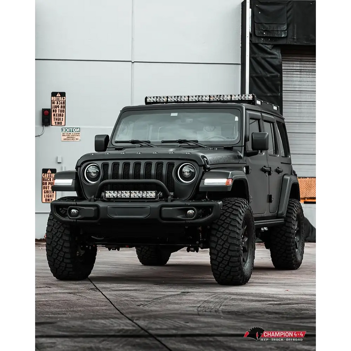 Close up of Jeep with Oracle Oculus Bi-LED Projector Headlights in Matte Black