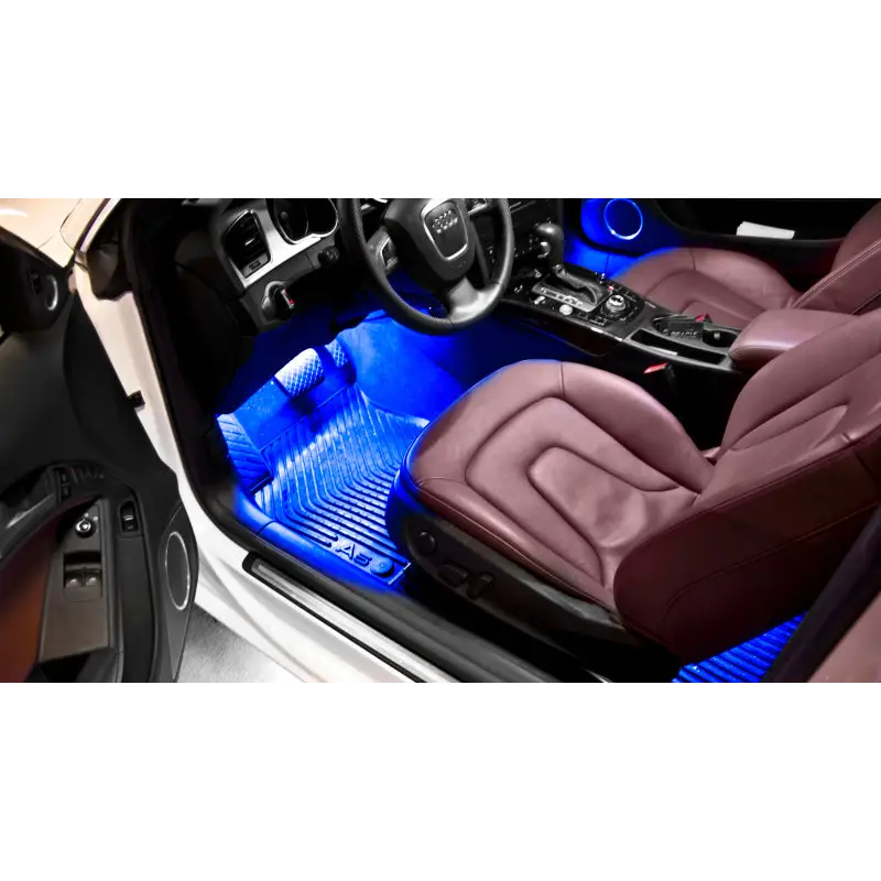 Oracle Pair 15in LED Strips Retail Pack - RGB ColorSHIFT with blue LEDs in front seat