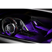 Interior of car with purple lighting enhanced by Oracle Pair 15in LED Strips Retail Pack - RGB ColorSHIFT.