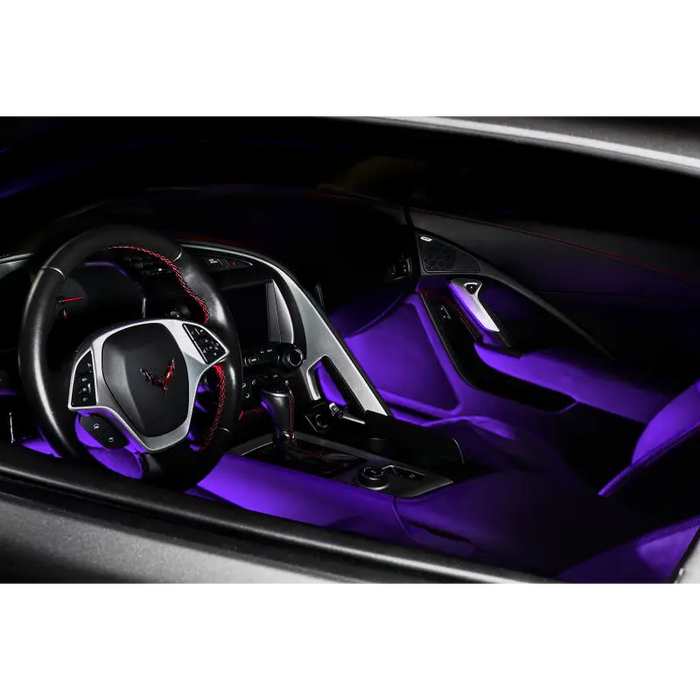 Interior of car with purple lighting enhanced by Oracle Pair 15in LED Strips Retail Pack - RGB ColorSHIFT.