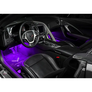 Interior of a car illuminated with purple lighting showcasing Oracle Pair 15in LED Strips Retail Pack - RGB ColorSHIFT.
