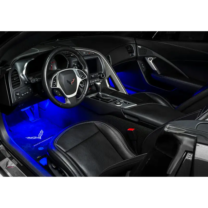 Interior of a car with blue LED strips - Oracle Pair 15in Flexible Strip Retail Pack - RGB ColorSHIFT for counter sales.