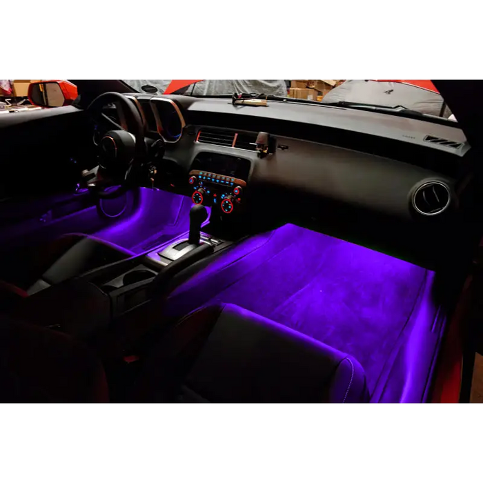 Oracle Pair 15in LED Strips Retail Pack - RGB ColorSHIFT with purple lights in car interior