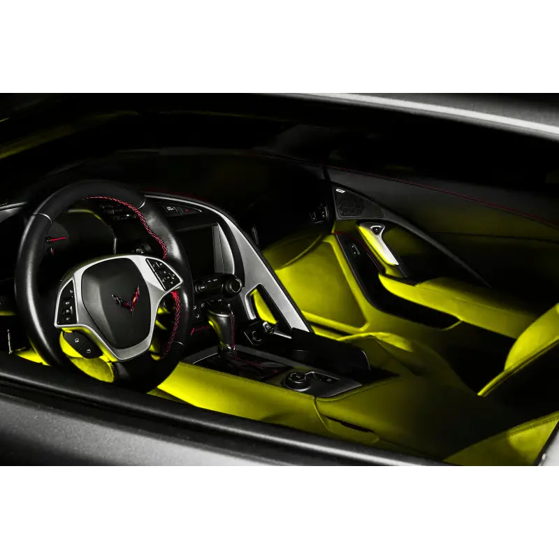 Interior of a Lamborghini car illuminated by Oracle Pair 15in LED Strips Retail Pack - RGB ColorSHIFT.