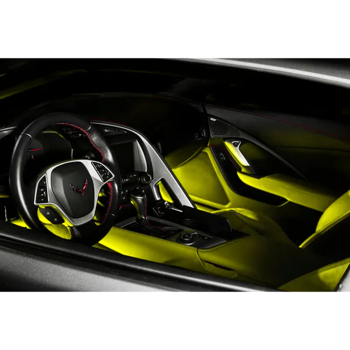 Interior of a Lamborghini car illuminated by Oracle Pair 15in LED Strips Retail Pack - RGB ColorSHIFT.