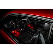 Interior of red car illuminated by Oracle Pair 15in LED Strips Retail Pack - RGB ColorSHIFT.