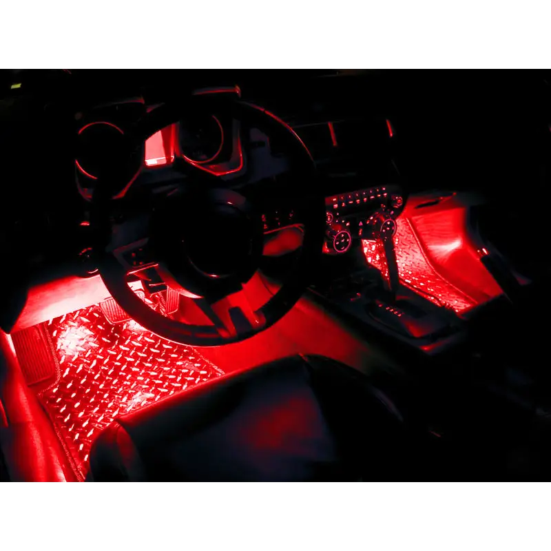 Oracle Pair 15in LED Strips Retail Pack - RGB ColorSHIFT, flexible strip with red LEDs in car dashboard
