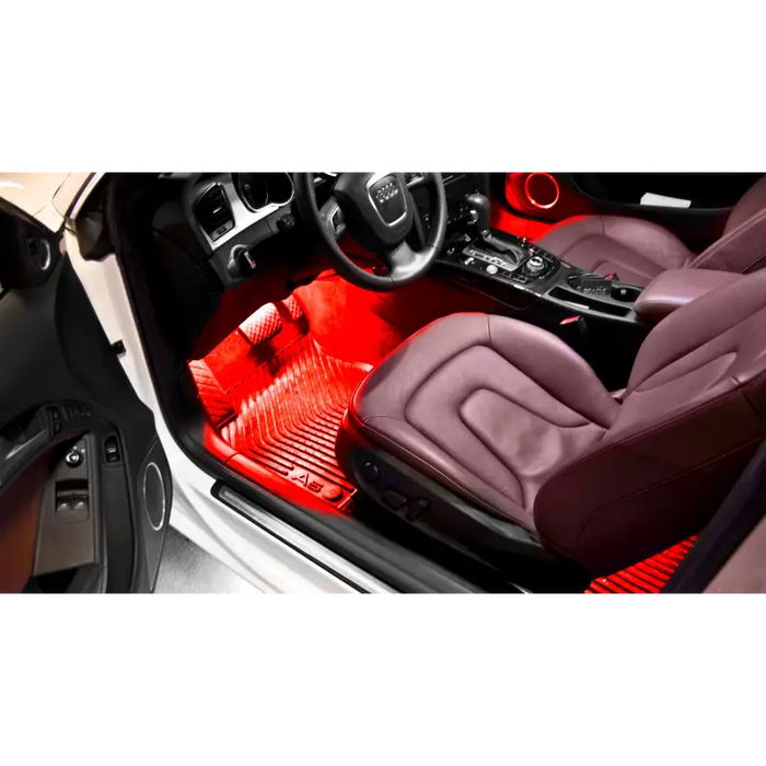 Interior of car with red LED flexible strips - Oracle Pair 15in LED Strips Retail Pack - RGB ColorSHIFT