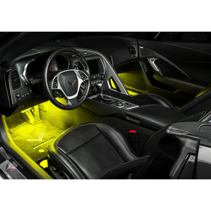 Oracle Pair 15in LED Strips Retail Pack - RGB ColorSHIFT, featuring interior of car with yellow flexible strip.