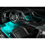 Interior of car with blue light shown - Oracle Pair 15in LED Strips Retail Pack, RGB ColorSHIFT.