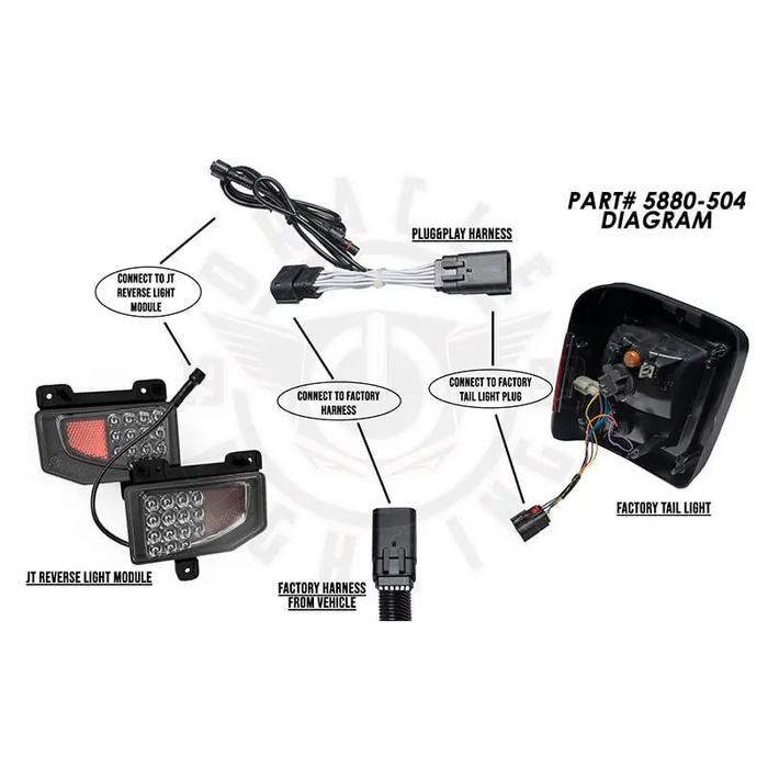 Jeep Gladiator JT reverse lights wiring diagram by Oracle Plug & Play Wiring Adapter.