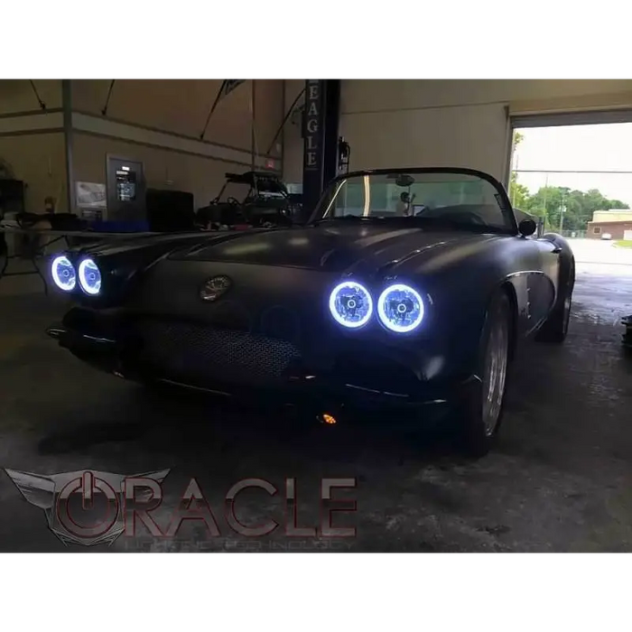 Black car with white light - Oracle pre-installed Sealed Beam ColorSHIFT Halo