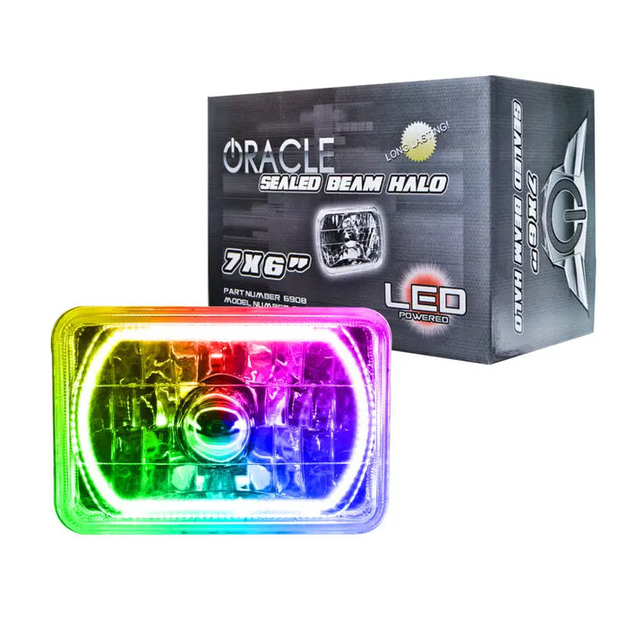 Oracle Sealed Beam ColorSHIFT Halo Headlight Kit - Pre-Installed Lights 7x6 IN.