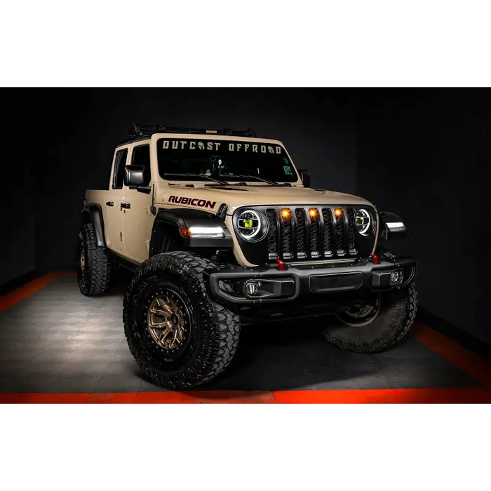 Oracle Pre-Runner Style LED Grille Kit for Jeep Gladiator JT - Amber LED Accessory.