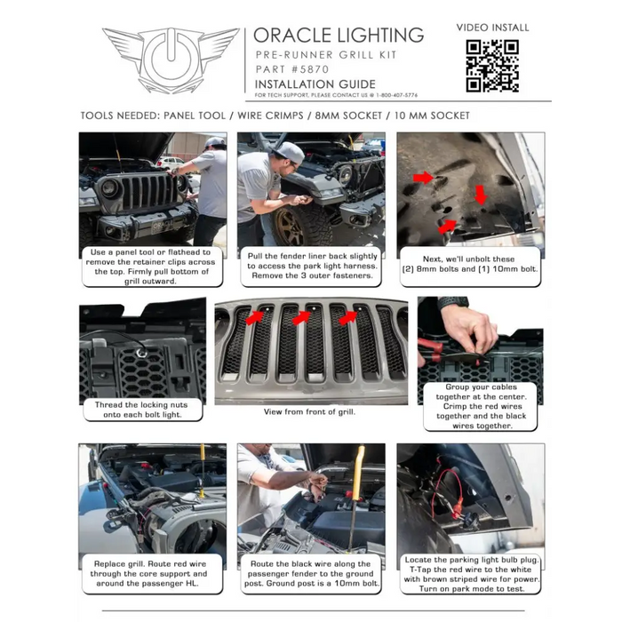 Installation instructions for Oracle Pre-Runner Style LED Grille Kit for Jeep Gladiator JT