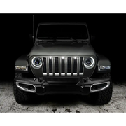 Close-up of Oracle Pre-Runner Style LED Grille Kit for Jeep Gladiator JT against black background.