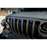 Blue LED pre-runner style grille kit for Jeep Wrangler JL - LED accessory.