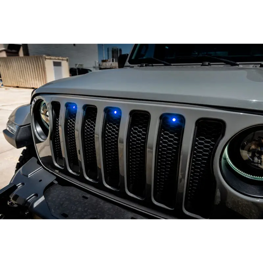 Blue LED pre-runner style grille kit for Jeep Wrangler JL - LED accessory.