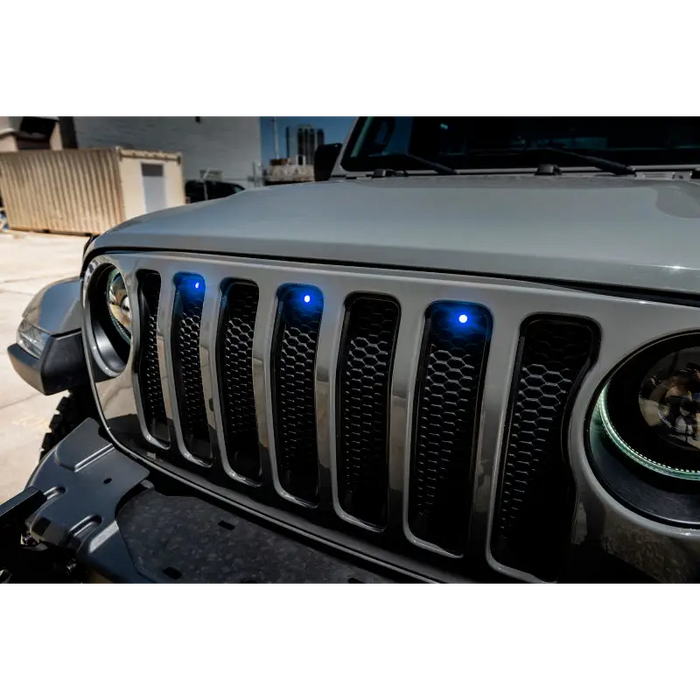 Blue LED pre-runner style grille kit for Jeep Wrangler JL - LED accessory.