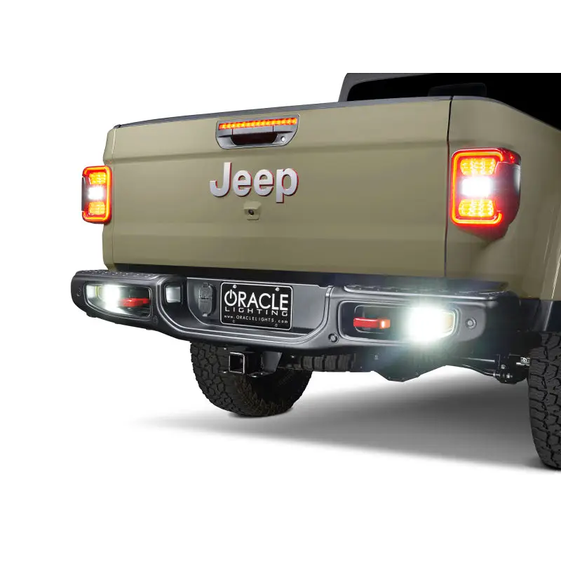 Tan Jeep Gladiator rear bumper LED reverse lights with Plug & Play Harness - 6000K