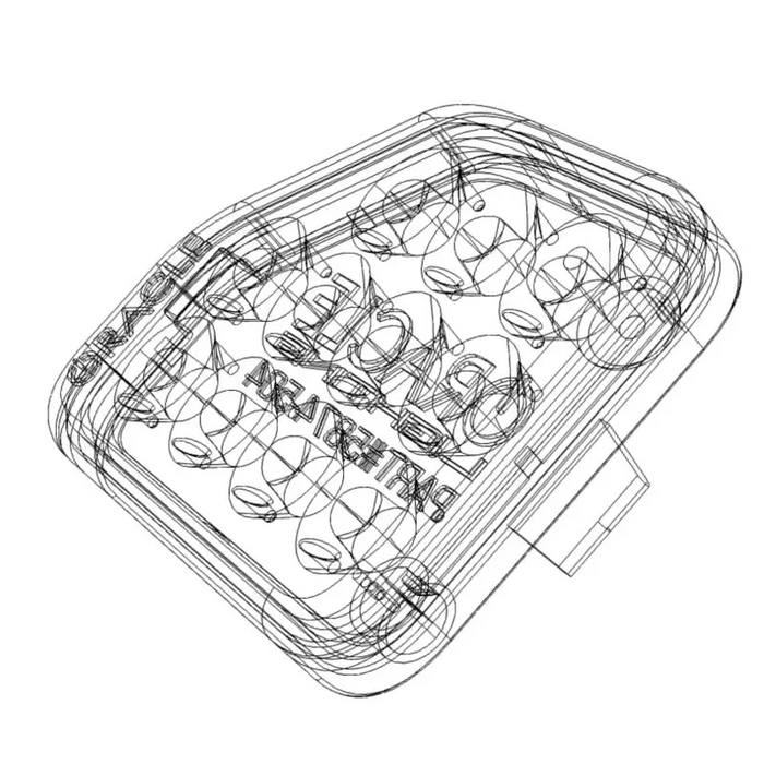 Plastic container with lid displayed in Oracle LED reverse lights for Jeep Wrangler JL - 6000K product.