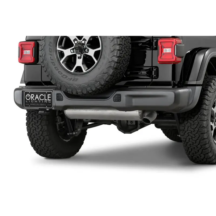 Black Oracle LED Reverse Lights for Jeep Wrangler JL - 6000K, rear bumper view.