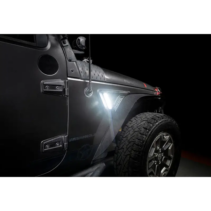 Black Jeep with Sidetrack LED System for Jeep Wrangler JK